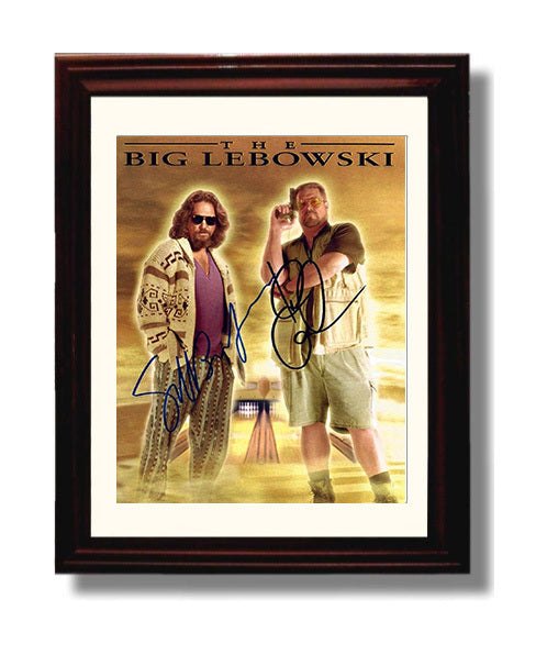 The Big Lebowski - Jeff Bridges - The Dudeand John Goodman - Walter - Bowling Alley Attitude movie wall art 8x10 Beveled Frame