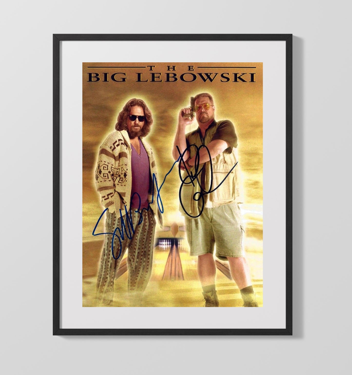 The Big Lebowski - Jeff Bridges - The Dudeand John Goodman - Walter - Bowling Alley Attitude movie wall art 16x20 Gallery Frame