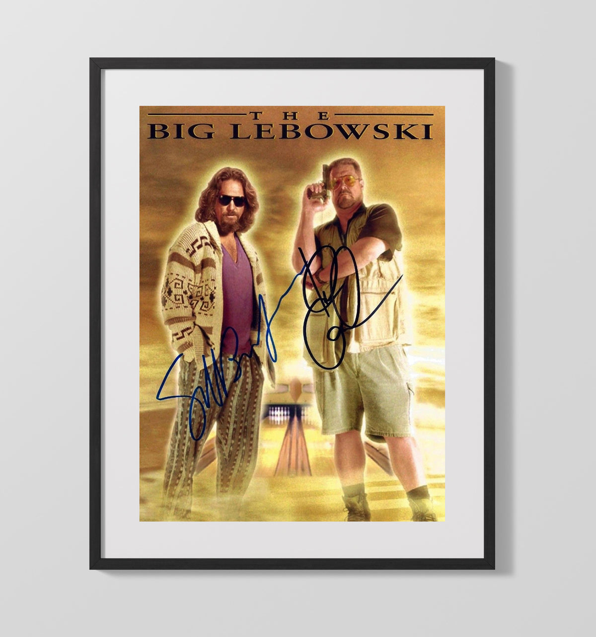 The Big Lebowski - Jeff Bridges - The Dudeand John Goodman - Walter - Bowling Alley Attitude movie wall art 16x20 Gallery Frame