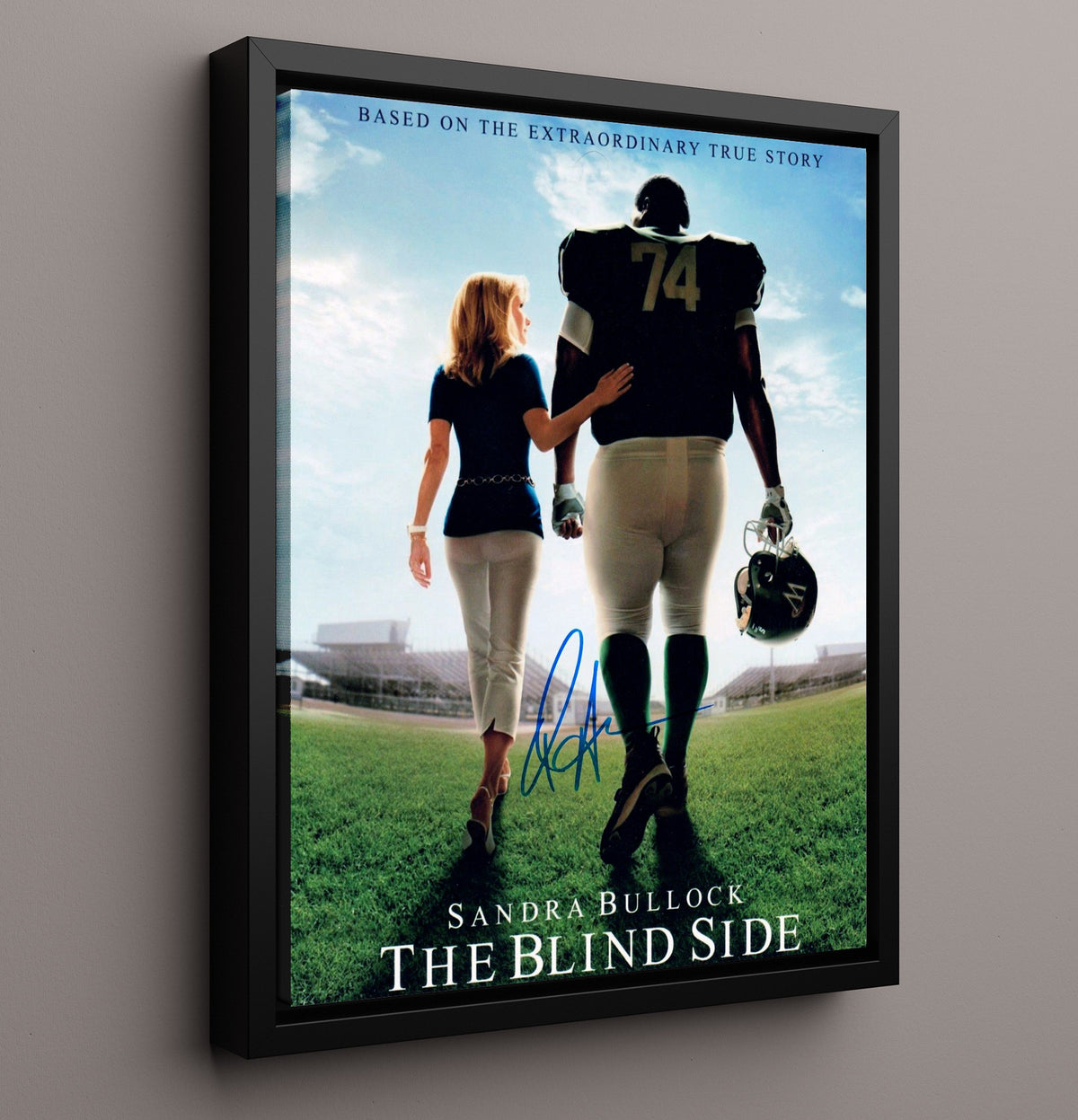 The Blind Side - Sandra Bullock - Leigh Anne Tuohy - Walking With Michael Oher Football Field Scene movie wall art 16x20 Framed Canvas