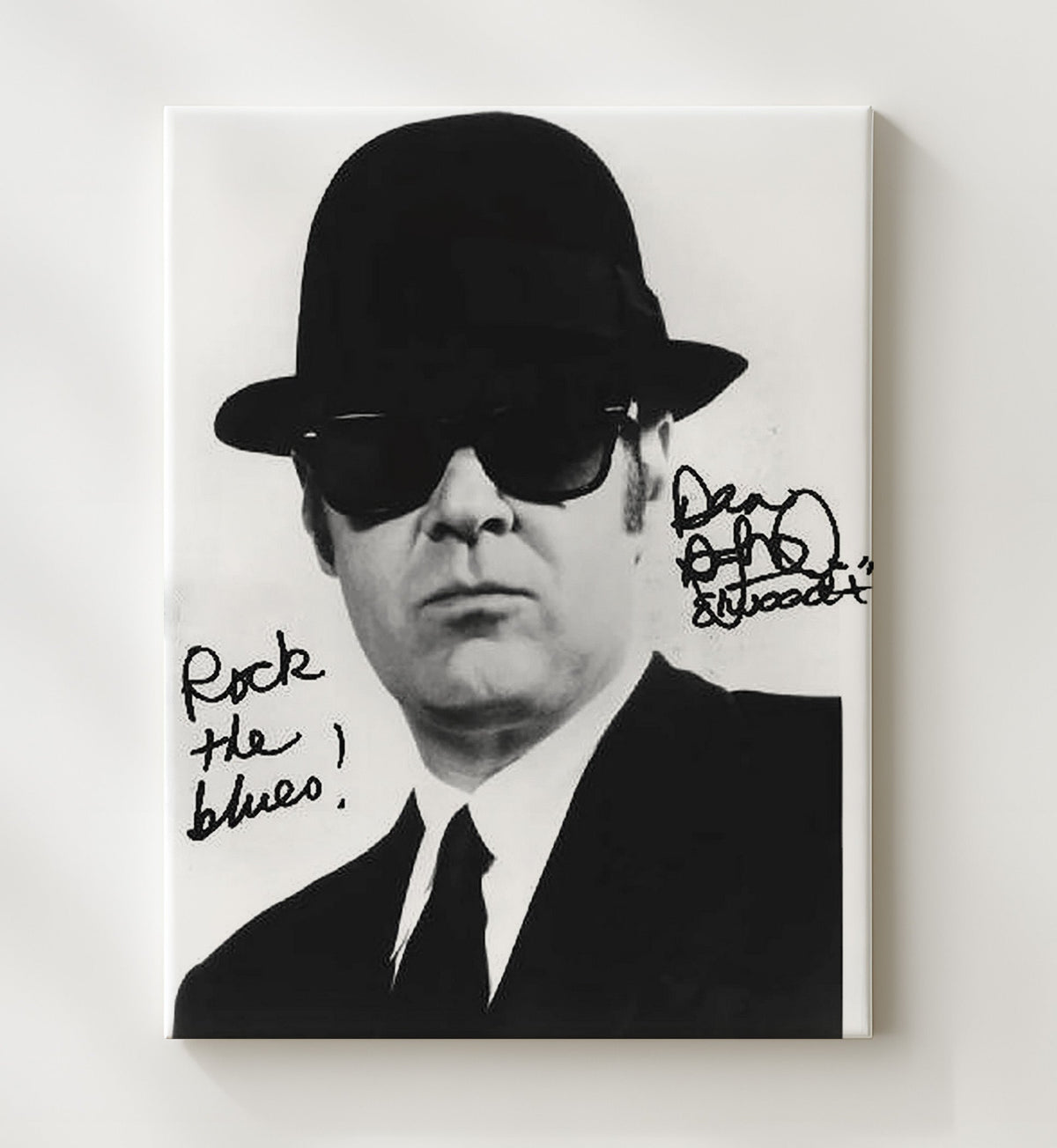 The Blues Brothers - Dan Aykroyd - Elwood Blues - Hat Sunglasses Tight Framing movie wall art 8x10 Beveled Frame