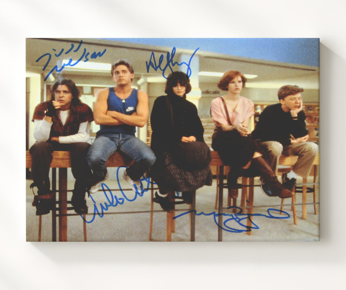 The Breakfast Club - Emilio Estevez - Andrew - and Molly Ringwald - Claire - Library Detention Crew movie wall art 20x24 Canvas