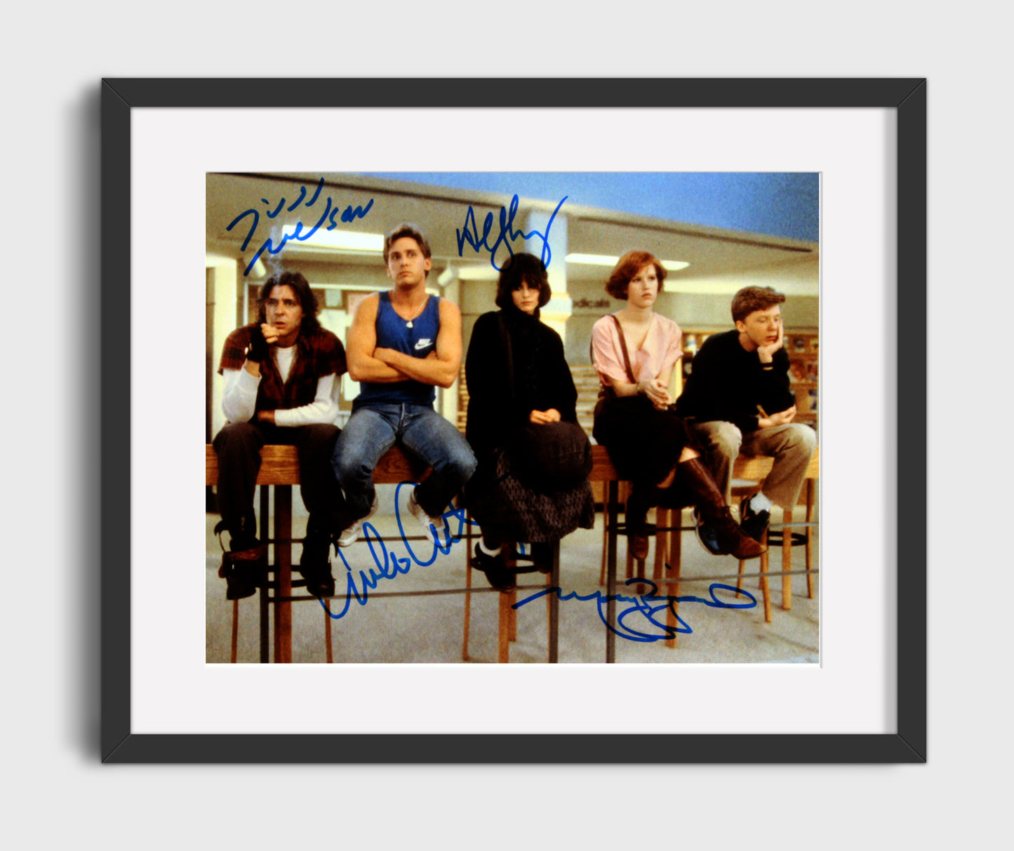 The Breakfast Club - Emilio Estevez - Andrew - and Molly Ringwald - Claire - Library Detention Crew Vintage Movie Wall Art - 16x20 Gallery Frame movie decor