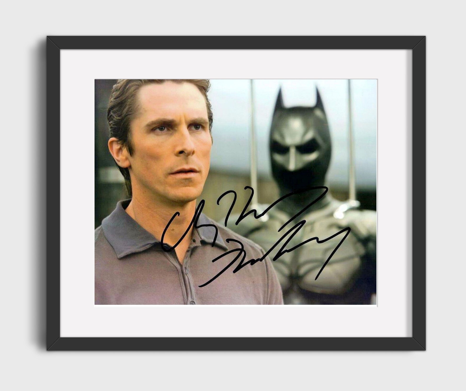 The Dark Knight - Christian Bale - Bruce Wayne - Vigilante identity tension Vintage Movie Wall Art - 16x20 Gallery Frame movie decor