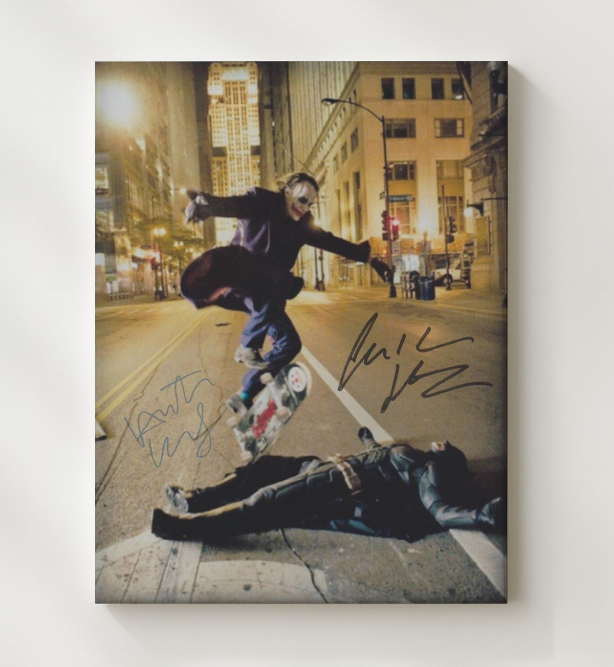 The Dark Knight - Heath Ledger - Jokerand Christian Bale - Batman - Chaos vs Justice movie wall art 8x10 Beveled Frame