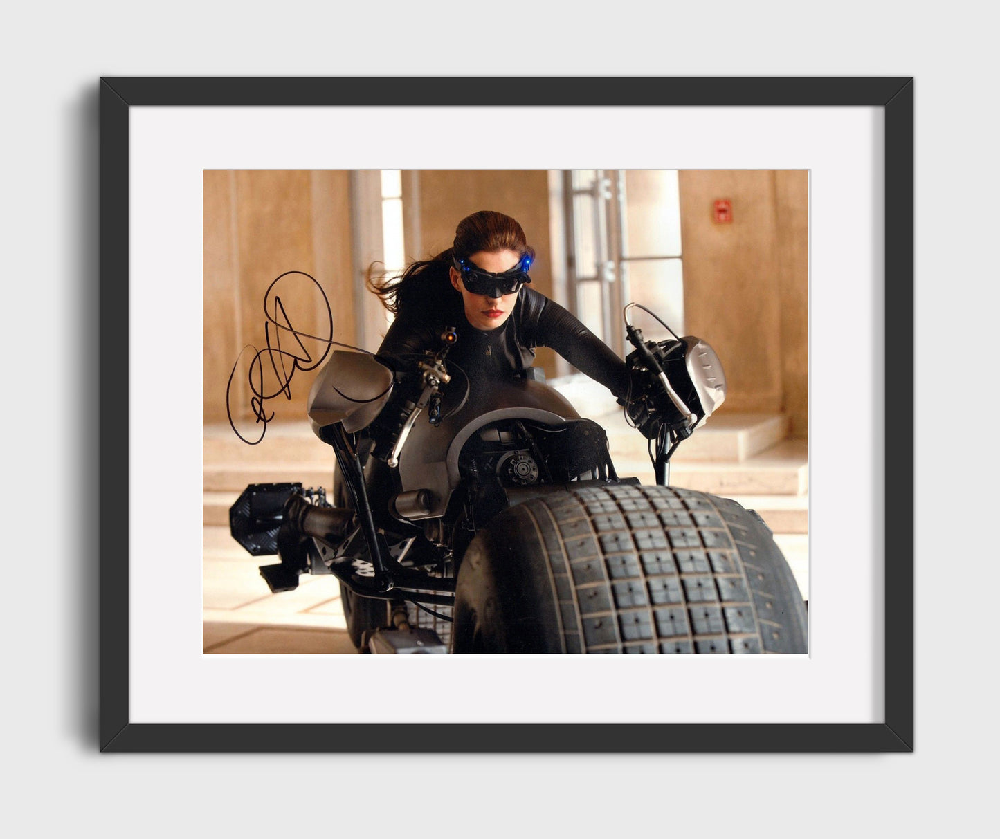 The Dark Knight Rises - Anne Hathaway - Catwoman - Batpod rooftop ride movie wall art 16x20 Gallery Frame