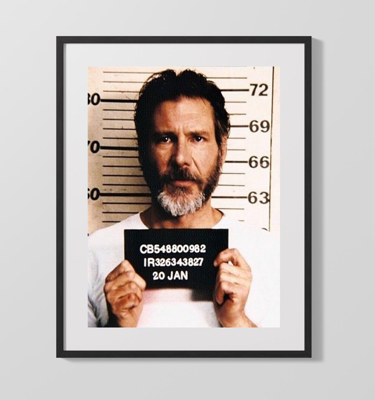 The Fugitive - Harrison Ford - Richard Kimble - Prison Intake Mugshot movie wall art 16x20 Gallery Frame