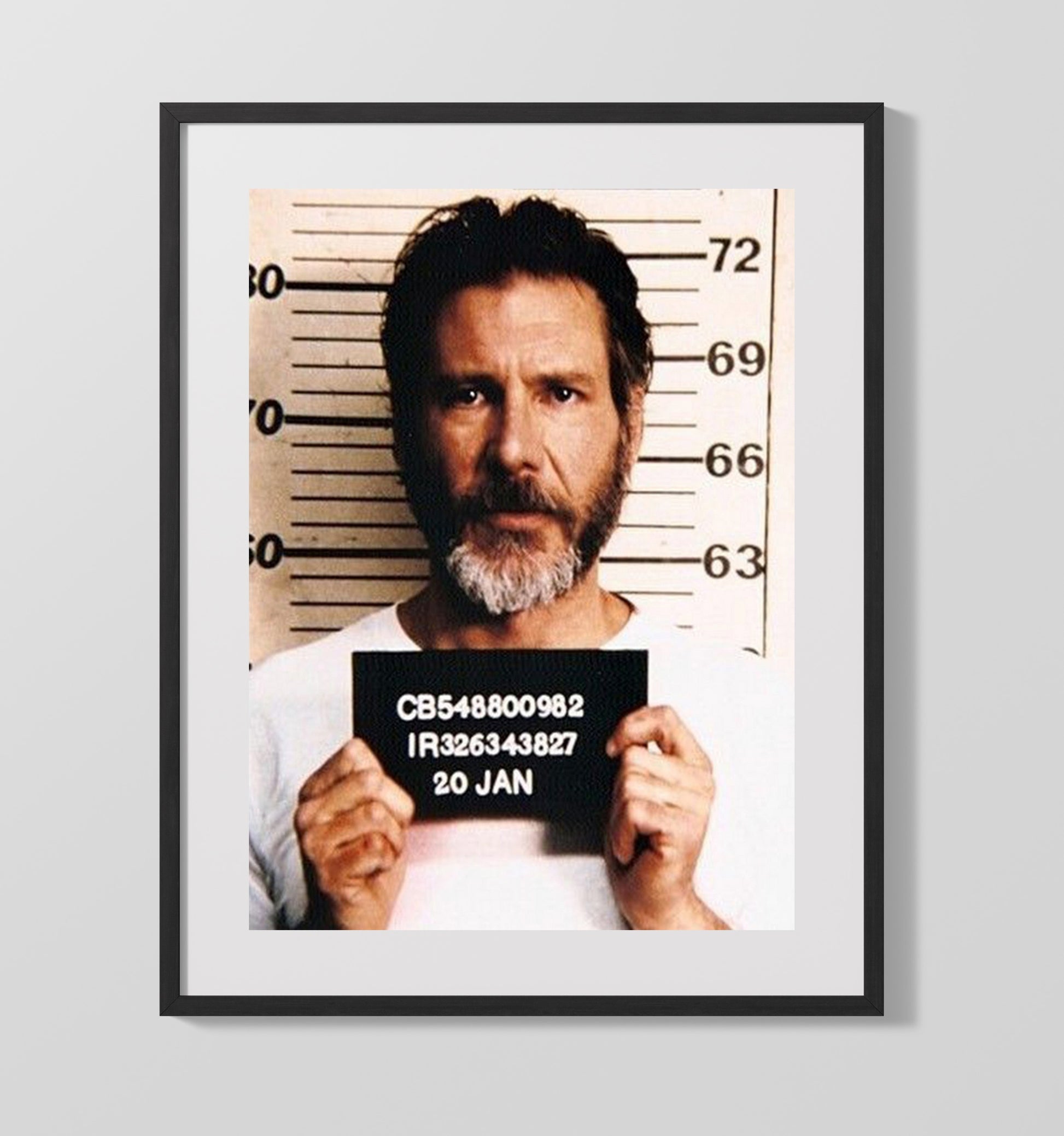 The Fugitive - Harrison Ford - Richard Kimble - Prison Intake Mugshot movie wall art 16x20 Gallery Frame