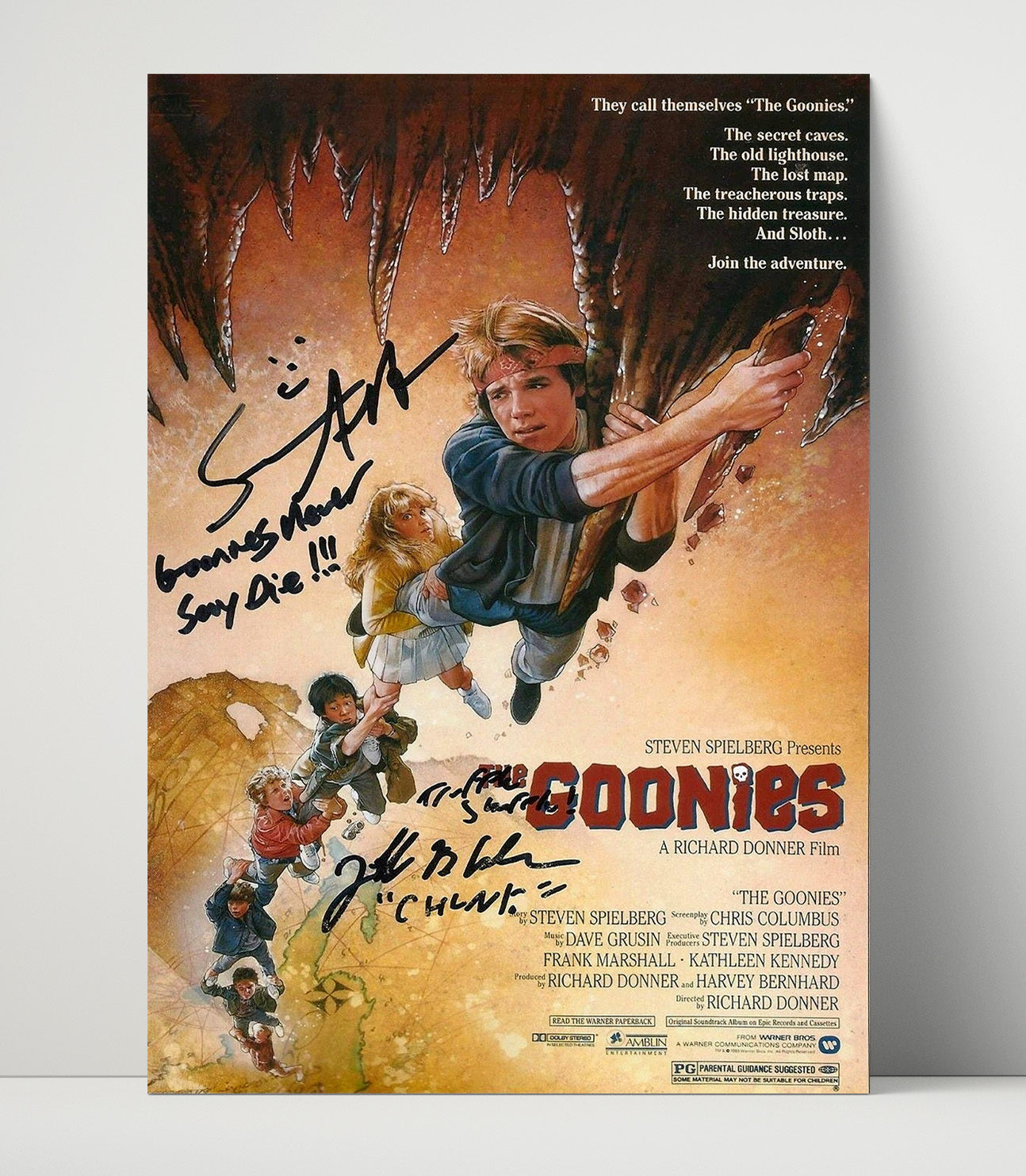The Goonies - Sean Astin - MikeyJeff Cohen - ChunkCave Escape Climb Vintage Movie Wall Art - 16x20 Unframed Print movie decor