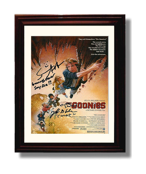 The Goonies - Sean Astin - Mikey - Jeff Cohen - Chunk - Cave Escape Climb movie wall art 8x10 Beveled Frame