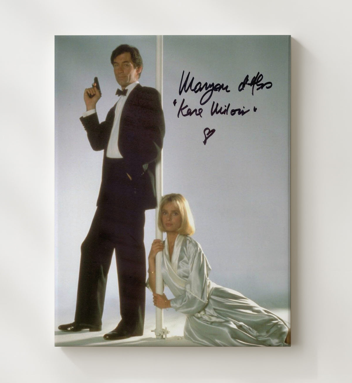 The Living Daylights - Maryam dAbo - Kara Milovy - Bond Girl In Silver Satin Pose movie wall art 20x24 Canvas