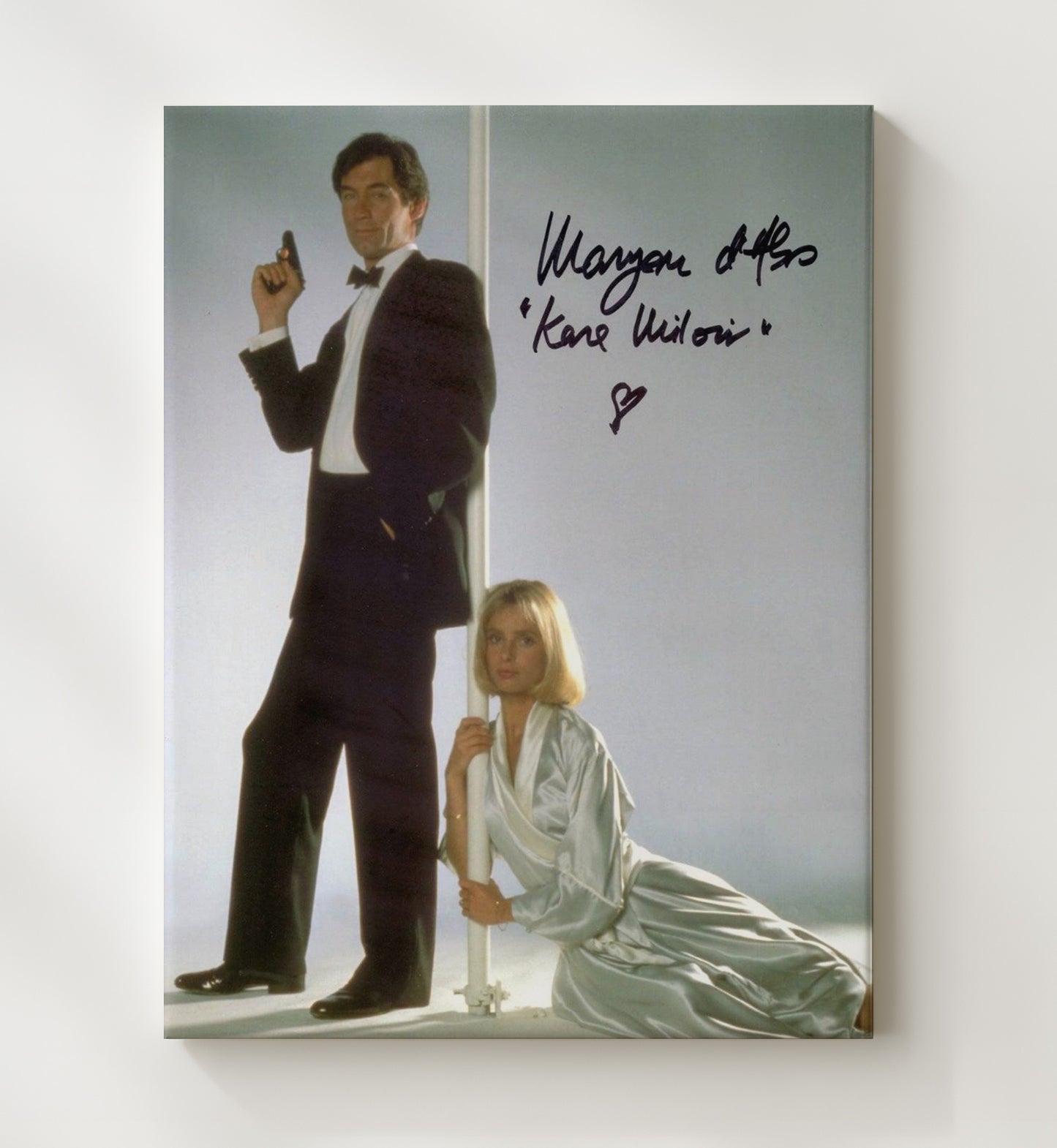 The Living Daylights - Maryam dAbo - Kara MilovyBond Girl In Silver Satin Pose Vintage Movie Wall Art - 20x24 Canvas movie decor