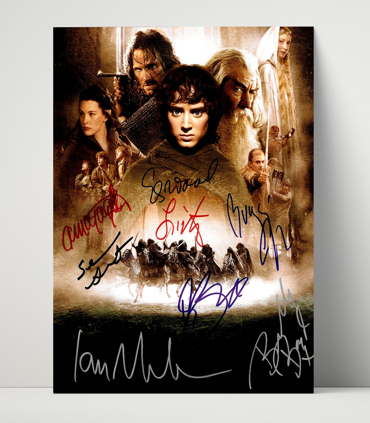 The Lord of the Rings - Fellowship Cast Epic Fantasy Poster Multi Signature Display movie wall art 16x20 Unframed Print