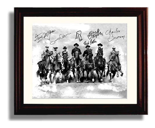 The Magnificent Seven - Cast - Gunslingers - Ride into dust showdown line movie wall art 8x10 Beveled Frame
