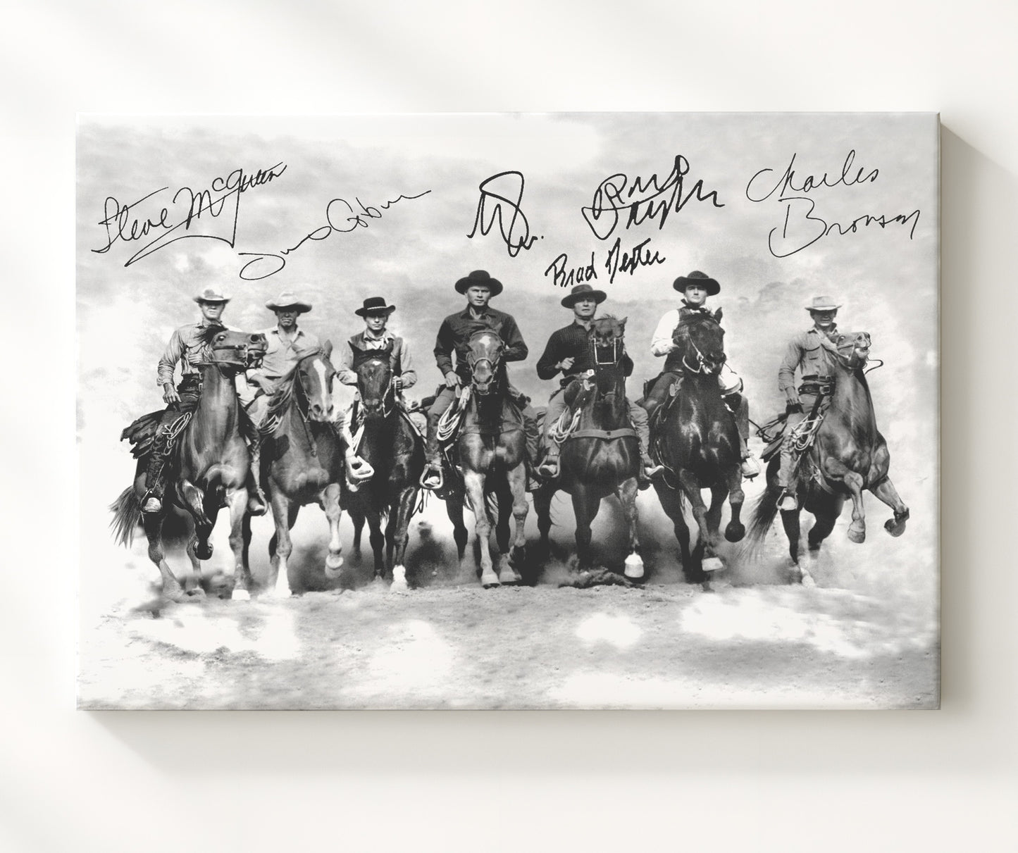 The Magnificent Seven - Cast - Gunslingers - Ride into dust showdown line movie wall art 20x24 Canvas