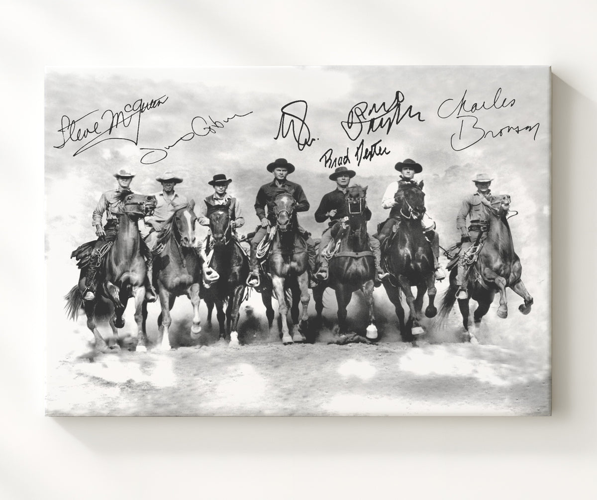 The Magnificent Seven - Cast - Gunslingers - Ride into dust showdown line movie wall art 20x24 Canvas