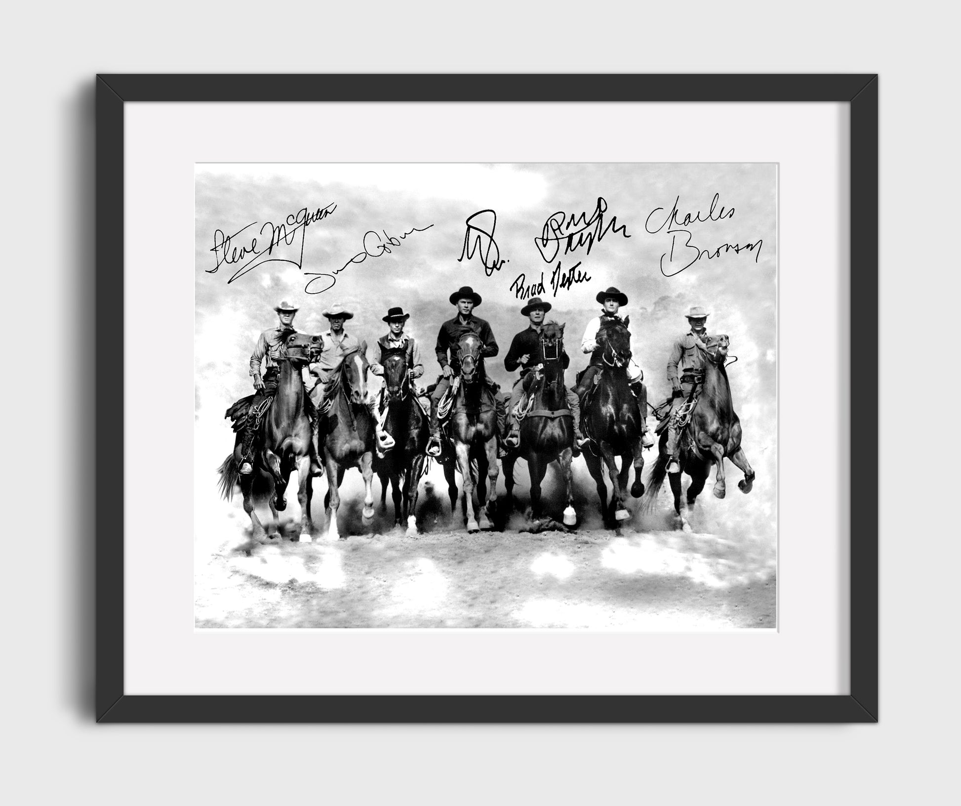 The Magnificent Seven - Cast - Gunslingers - Ride into dust showdown line movie wall art 16x20 Gallery Frame
