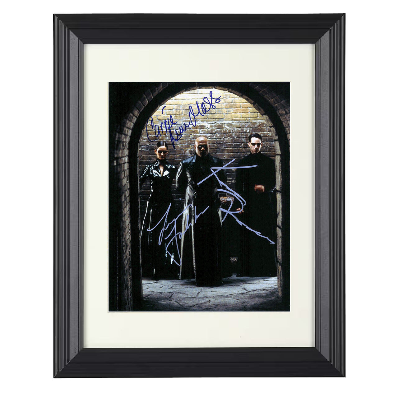 The Matrix – Keanu Reeves Moss Rebel Trio – 8x10 black beveled framed movie wall art