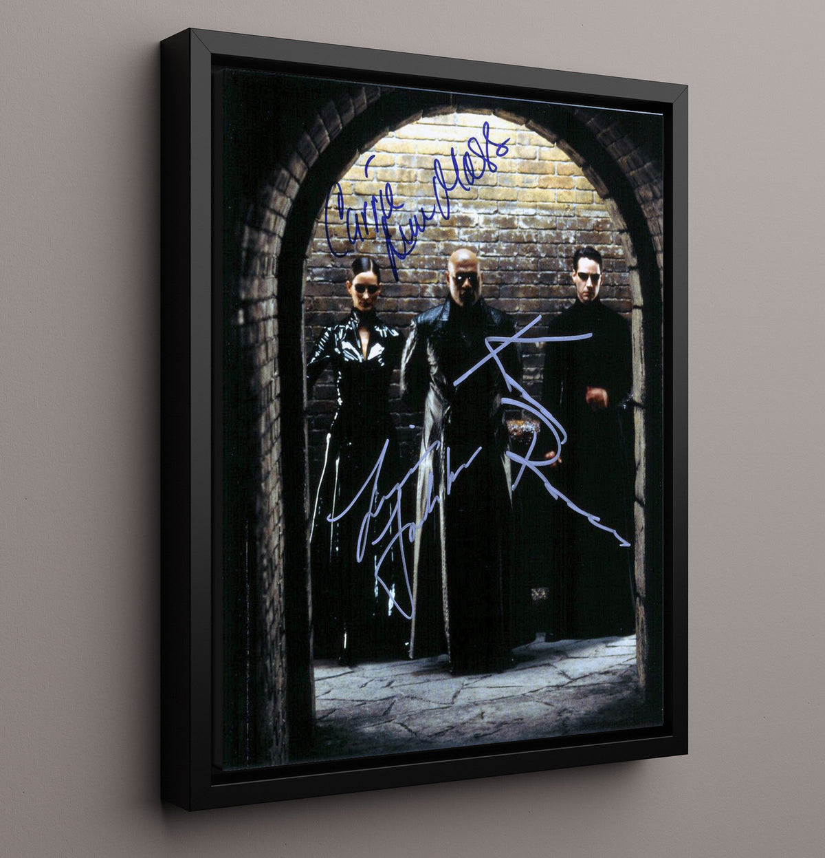 The Matrix - Keanu Reeves Laurence Fishburne Carrie Anne Moss Rebel Trio movie wall art 16x20 Framed Canvas