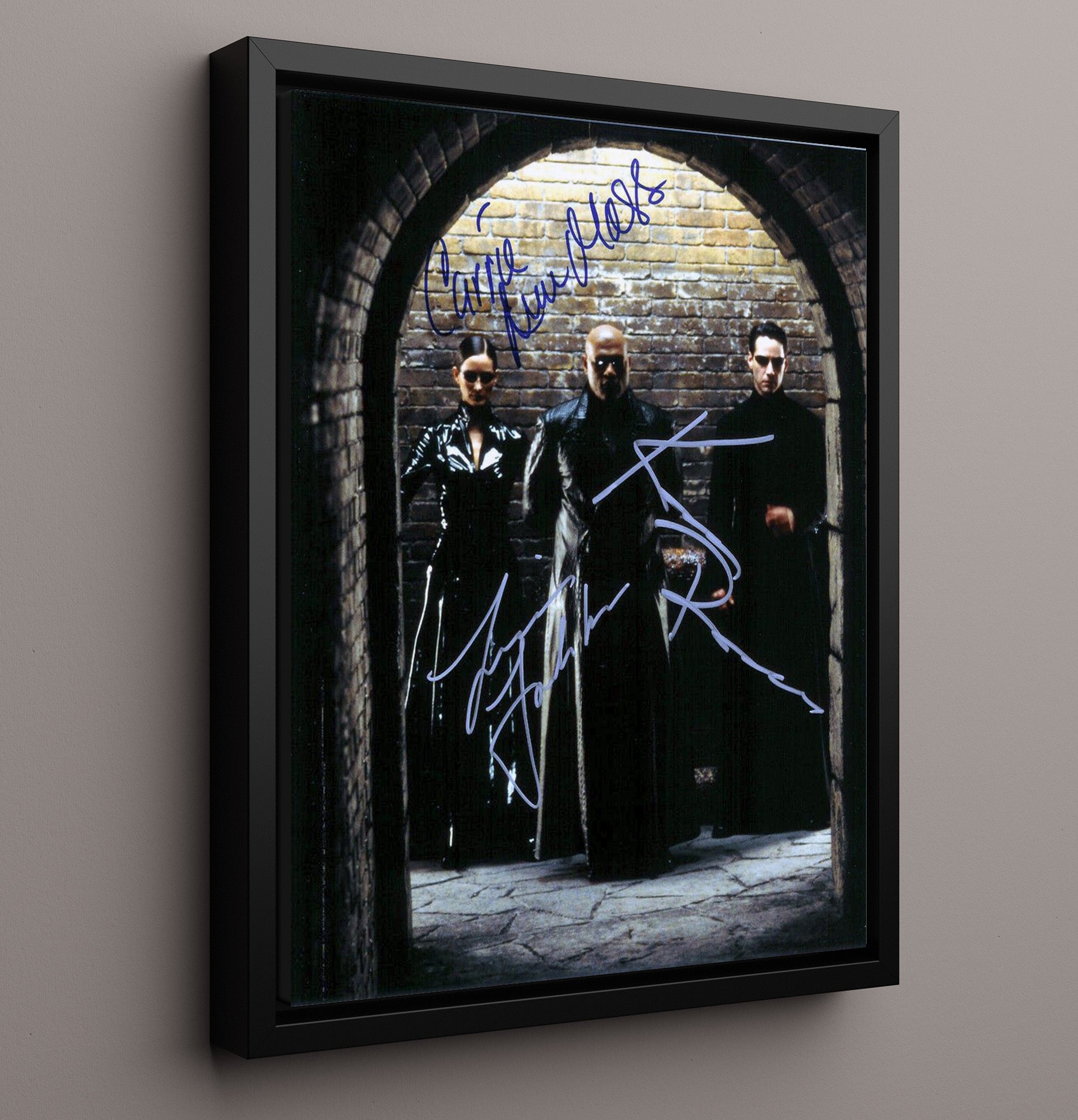 The Matrix - Keanu Reeves Laurence Fishburne Carrie Anne Moss Rebel Trio movie wall art 16x20 Framed Canvas