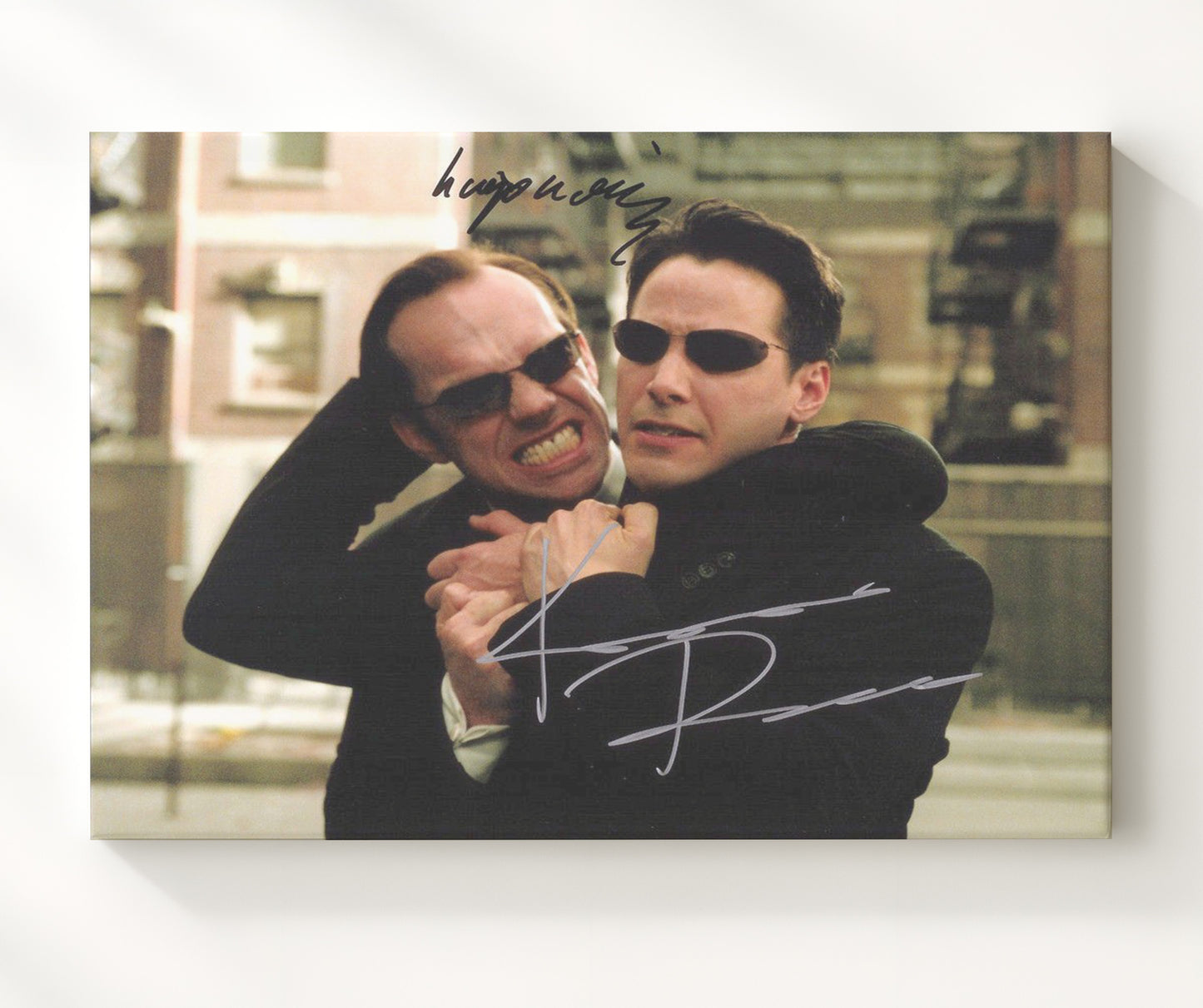 The Matrix - Keanu Reeves - Neo - Sunglasses black coat lineup Vintage Movie Wall Art - 20x24 Canvas movie decor