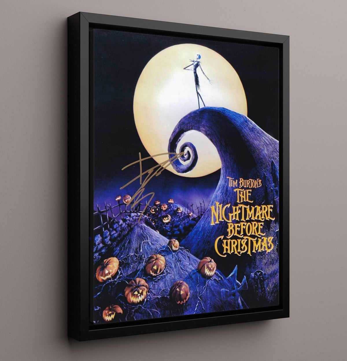 The Nightmare Before Christmas - Jack Skellington Spiral Hill Moonlight Halloween Fantasy movie wall art 16x20 Gallery Frame