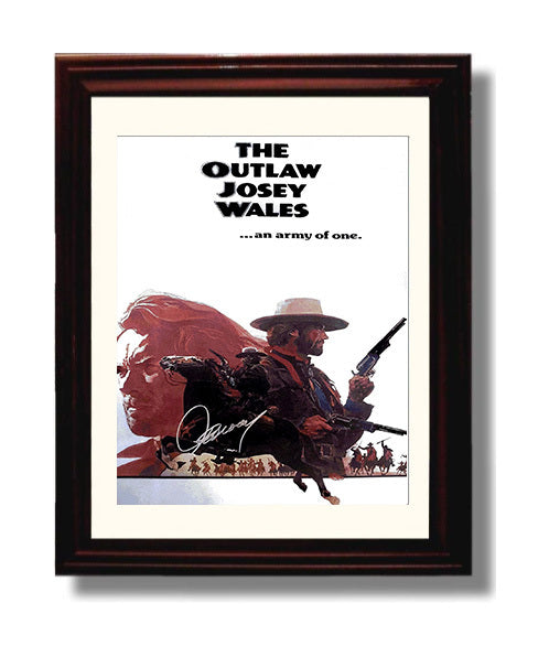 The Outlaw Josey Wales - Clint Eastwood - Josey Wales - Gunslinger Poster Art Collage movie wall art 8x10 Beveled Frame