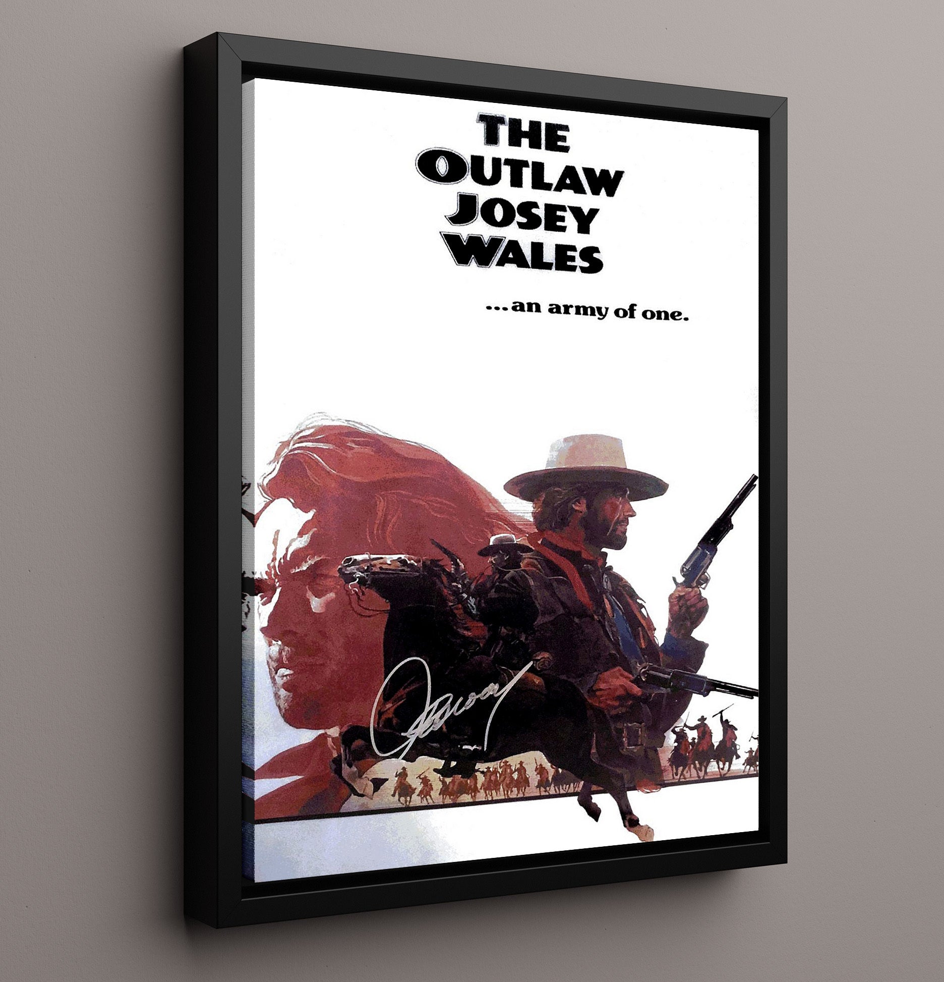 The Outlaw Josey Wales - Clint Eastwood - Josey Wales - Gunslinger Poster Art Collage movie wall art 16x20 Framed Canvas