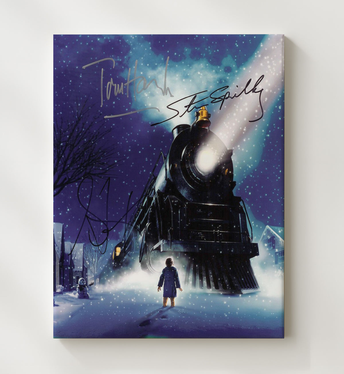 The Polar Express - Tom Hanks - Conductor - Christmas Train Arrival Scene movie wall art 20x24 Canvas