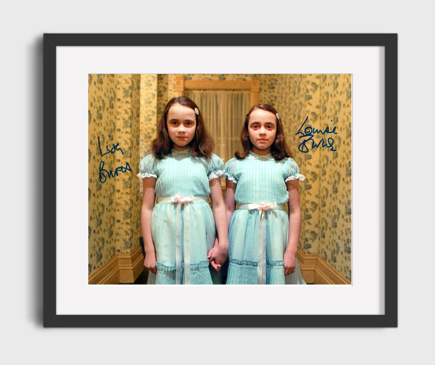 The Shining - Lisa and Louise Burns - Grady Twins - Hallway stillness dread Vintage Movie Wall Art - 16x20 Gallery Frame movie decor