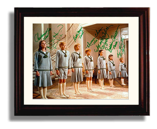 The Sound of Music - Julie Andrews - Maria - Ensemble Cast Staircase Lineup Vintage Movie Wall Art - 8x10 Beveled Frame movie decor