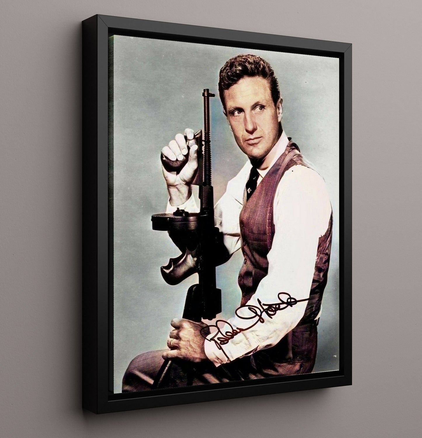 The Untouchables - Robert Stack - Eliot Ness - Prohibition Firepower movie wall art 16x20 Framed Canvas