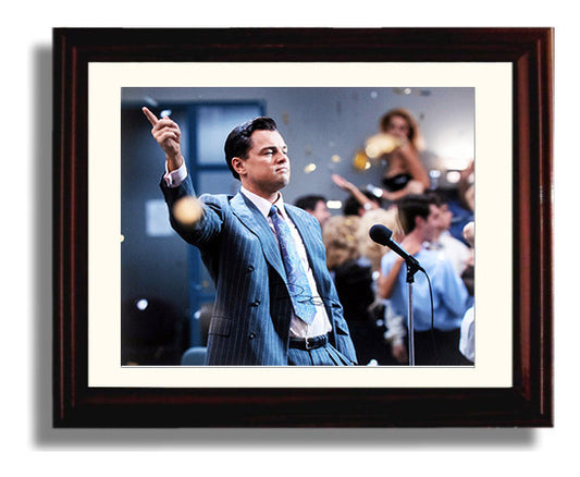 The Wolf of Wall Street - Leonardo DiCaprio - Jordan Belfort - Mic Drop Rally movie wall art 8x10 Beveled Frame