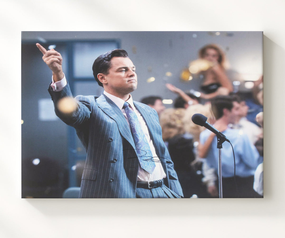 The Wolf of Wall Street - Leonardo DiCaprio - Jordan Belfort - Mic Drop Rally movie wall art 8x10 Beveled Frame