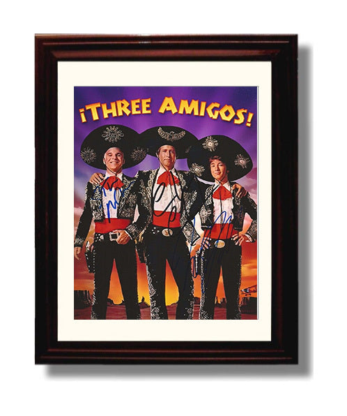 Three Amigos - Steve Martin Chevy Chase Martin Short - Amigos - Mariachi Hero Lineup movie wall art 8x10 Beveled Frame