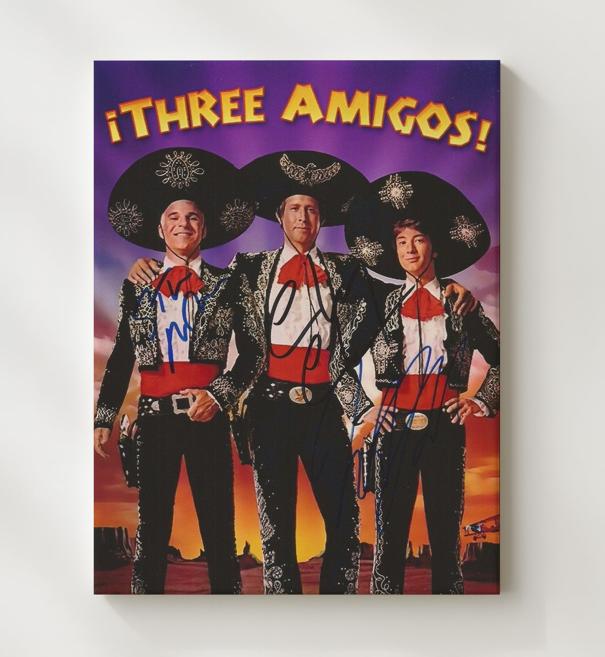 Three Amigos - Steve Martin Chevy Chase Martin Short - Amigos - Mariachi Hero Lineup movie wall art 20x24 Canvas