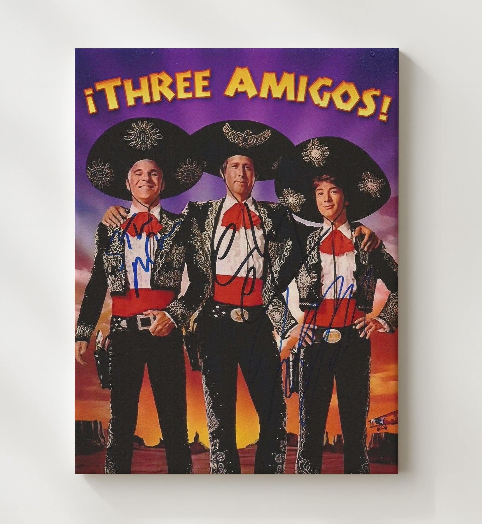 Three Amigos - Steve Martin Chevy Chase Martin Short - Amigos - Mariachi Hero Lineup movie wall art 20x24 Canvas