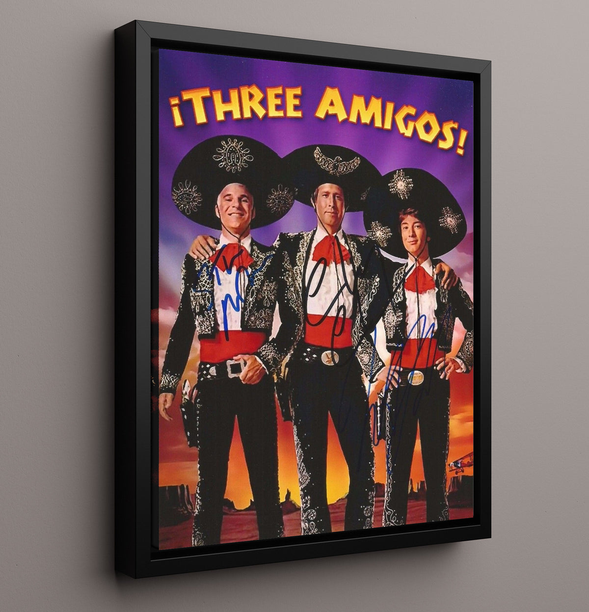 Three Amigos - Steve Martin Chevy Chase Martin Short - Amigos - Mariachi Hero Lineup movie wall art 16x20 Framed Canvas