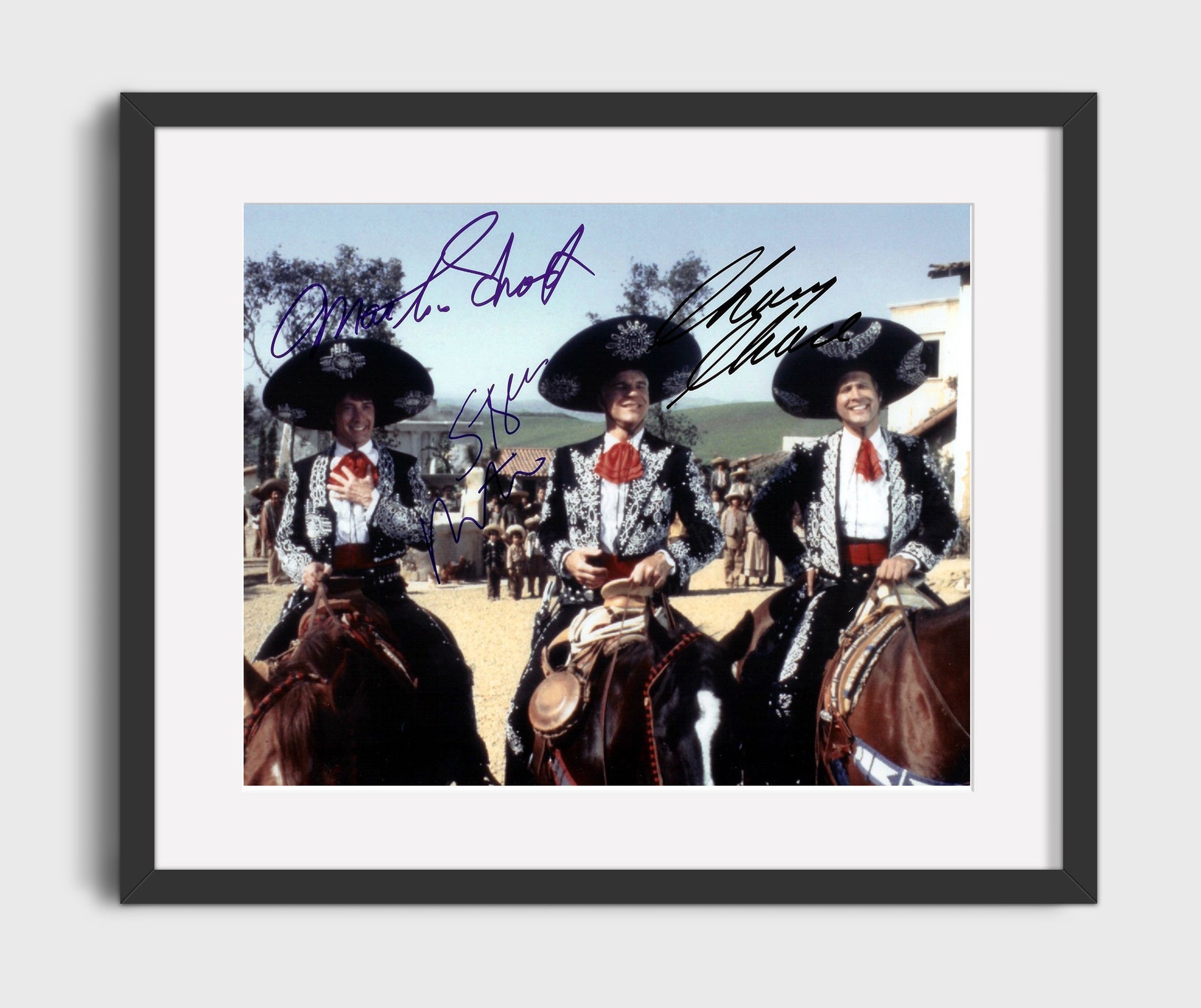 Three Amigos - Steve Martin and Chevy Chase and Martin Short Desert Ride Trio Vintage Movie Wall Art - 16x20 Gallery Frame movie decor