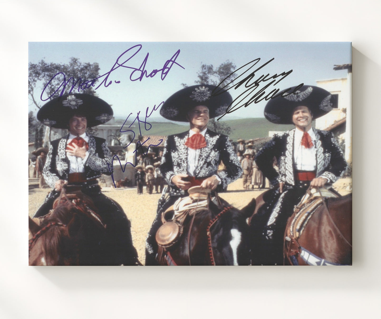 Three Amigos - Steve Martin and Chevy Chase and Martin Short Desert Ride Trio movie wall art 20x24 Canvas