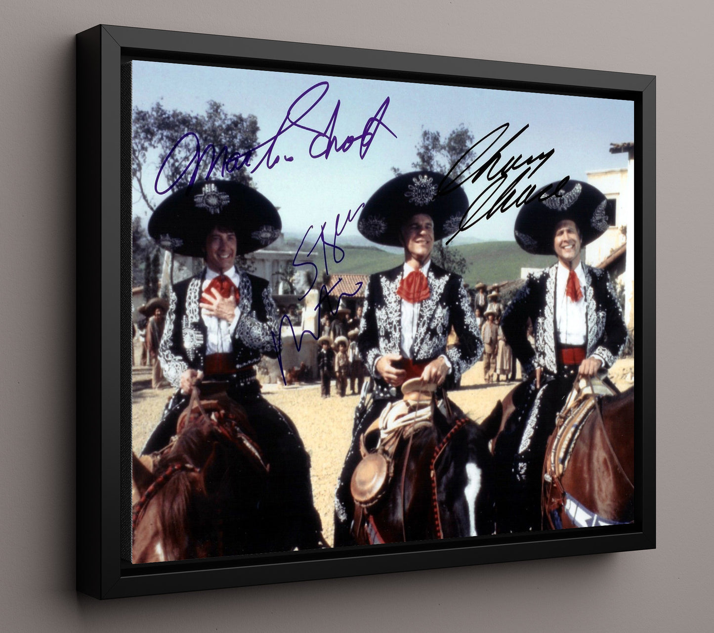 Three Amigos - Steve Martin and Chevy Chase and Martin Short Desert Ride Trio movie wall art 16x20 Framed Canvas