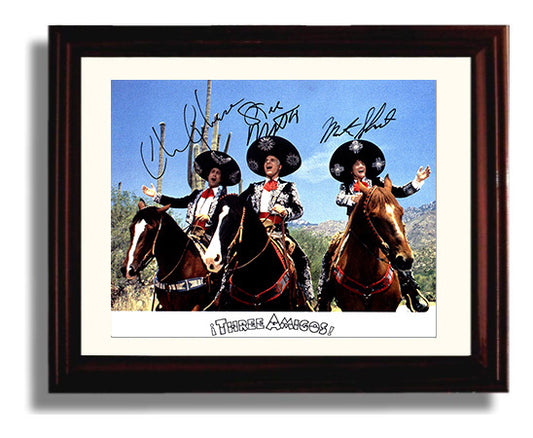 Three Amigos - Steve Martin and Chevy Chase and Martin Short Singing Ride Trio movie wall art 8x10 Beveled Frame
