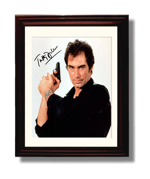 Timothy Dalton - James Bond Black Shirt Walther PPK Pose movie wall art 8x10 Beveled Frame