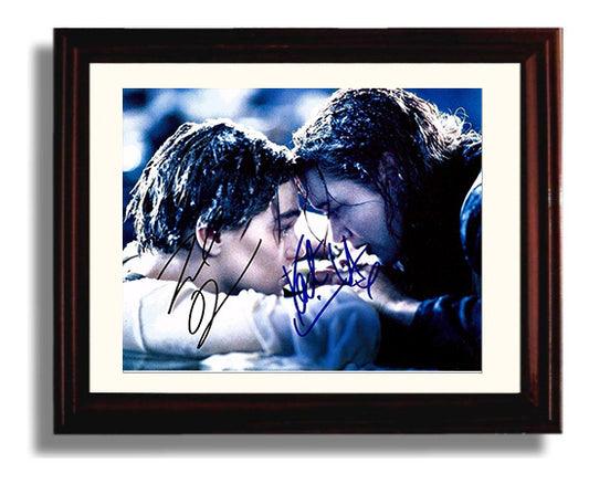 Titanic - Leonardo DiCaprio - Jack Dawson - and Kate Winslet - Rose - Bow embrace horizon moment movie wall art 8x10 Beveled Frame