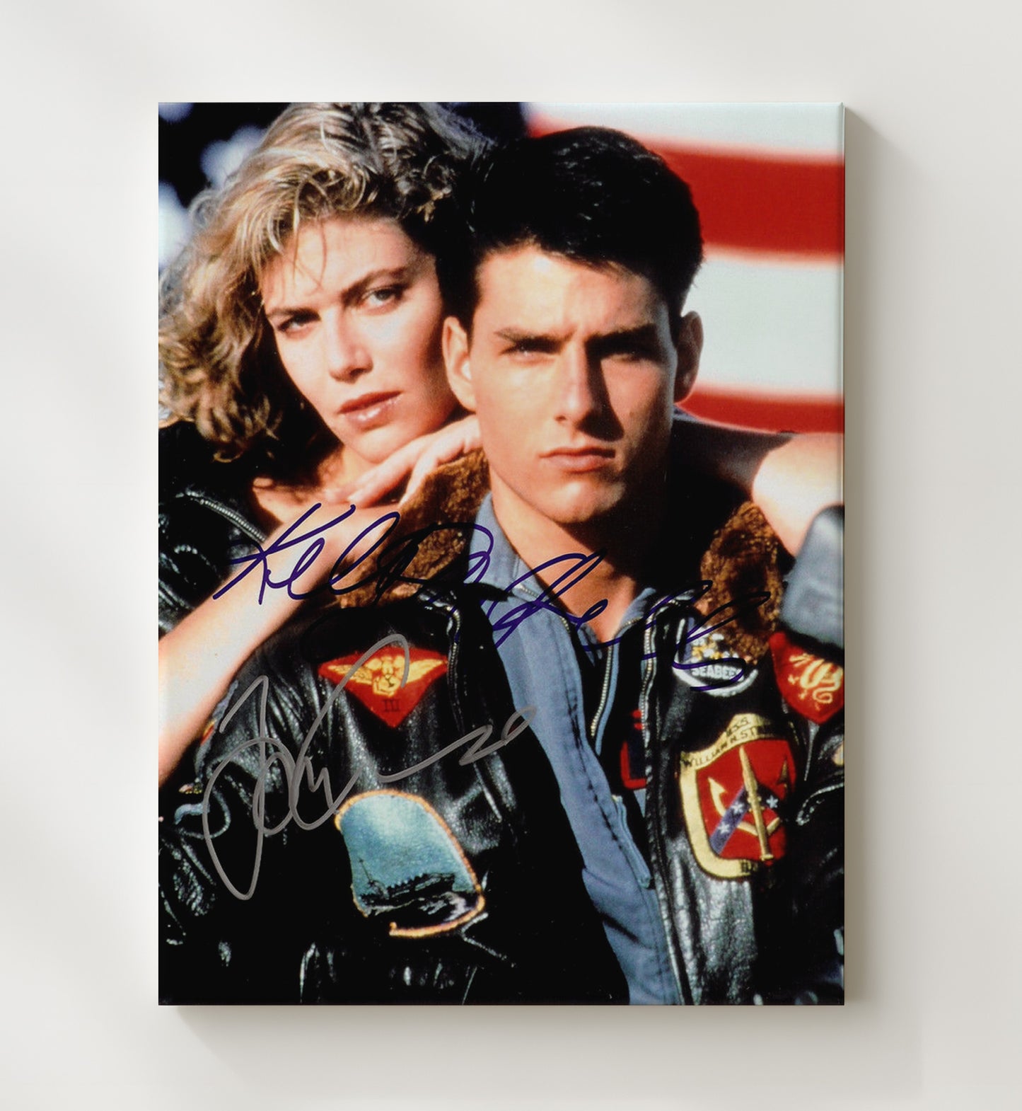 Top Gun - Tom Cruise - MaverickKelly McGillis - CharlieFlight Jacket Duo Vintage Movie Wall Art - 20x24 Canvas movie decor