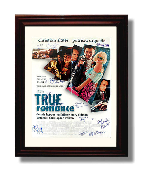 True Romance - Christian Slater Patricia Arquette Ensemble Cast Crime Romance Collage movie wall art 8x10 Beveled Frame