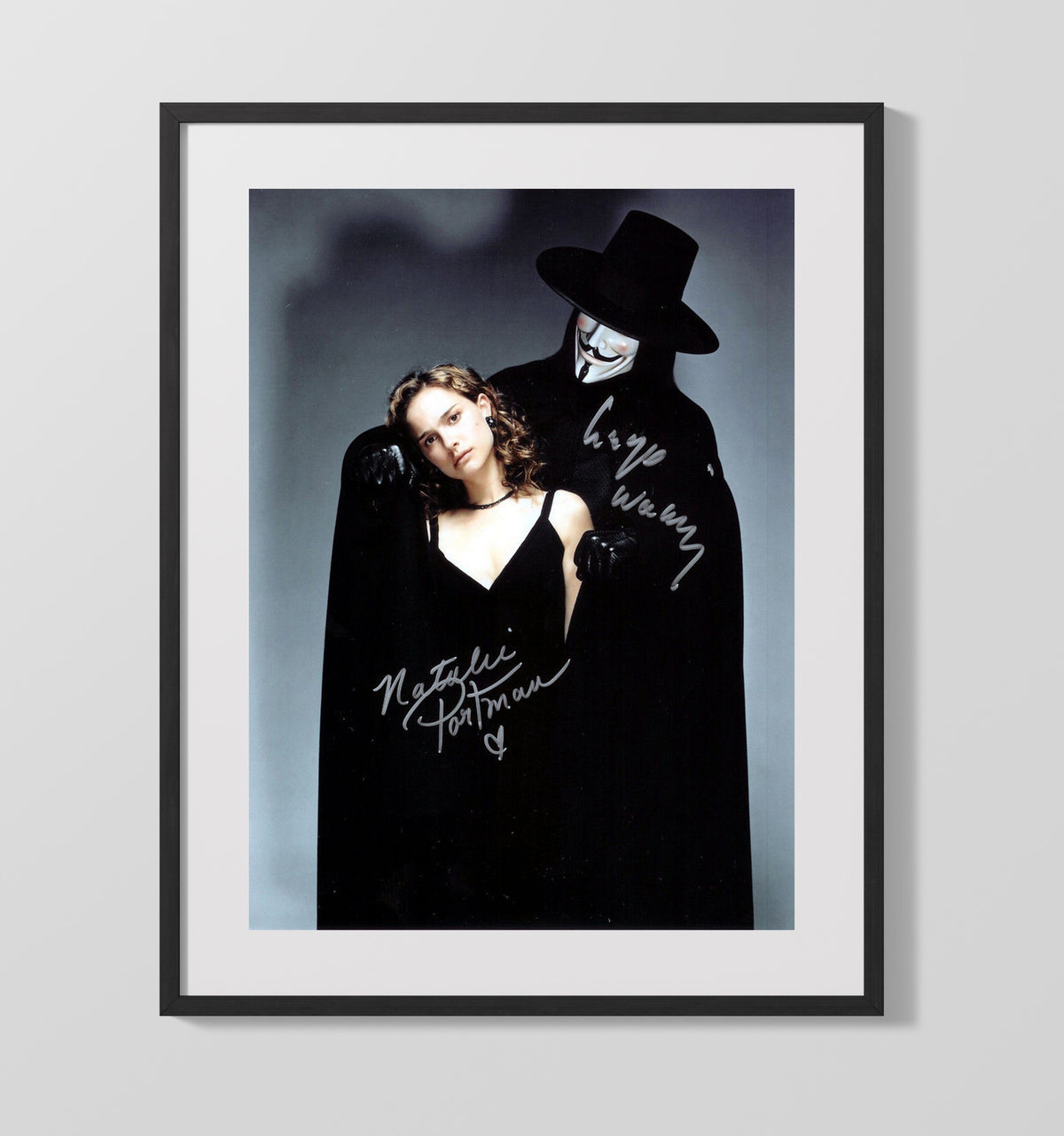 V for Vendetta - Hugo Weaving - VNatalie Portman - Evey - Masked Vigilante Reveal movie wall art 16x20 Gallery Frame