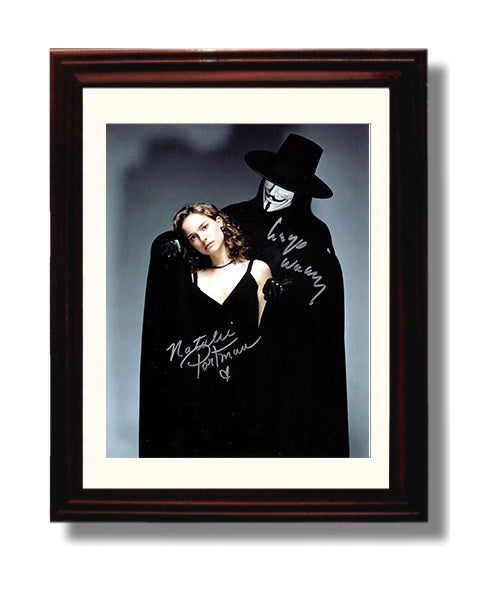 V for Vendetta - Hugo Weaving - VNatalie Portman - Evey - Masked Vigilante Reveal movie wall art 8x10 Beveled Frame