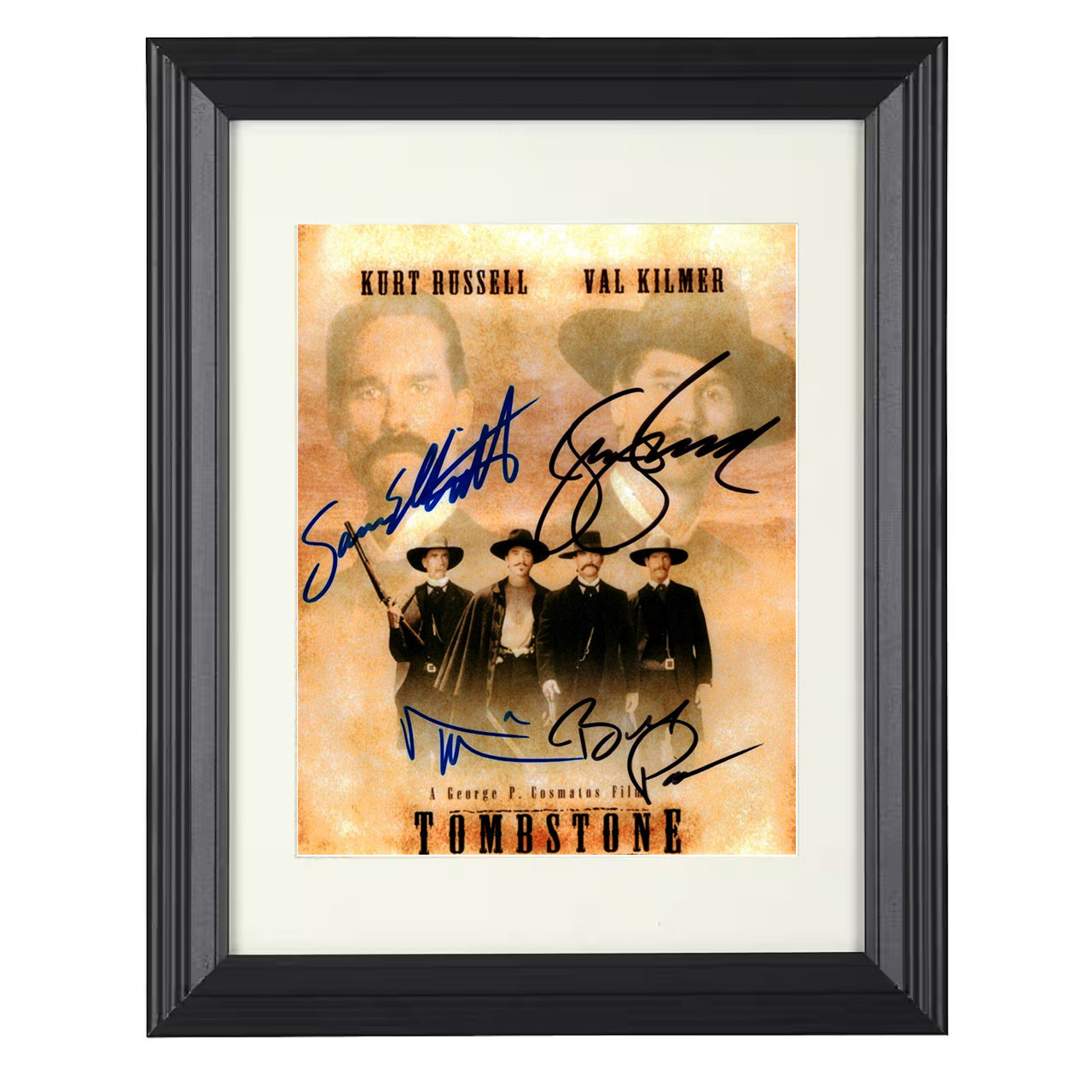 Val Kilmer and Kurt Russell – Tombstone – Gunsmoke – 8x10 black beveled framed movie wall art