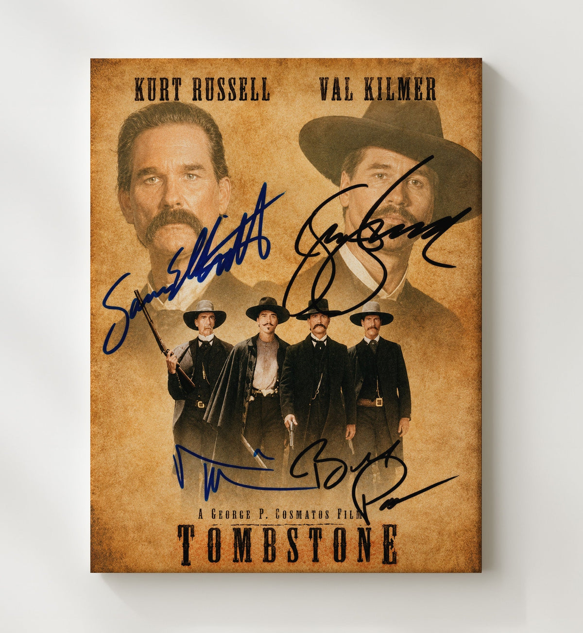 Val Kilmer and Kurt Russell - Tombstone Poster movie wall art 8x10 Beveled Frame